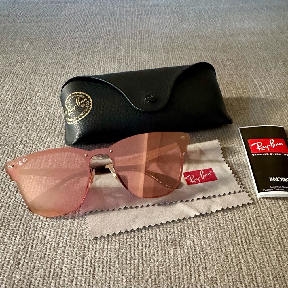 Ray-Ban Blaze Clubmaster Pink and Gold Sunglasses